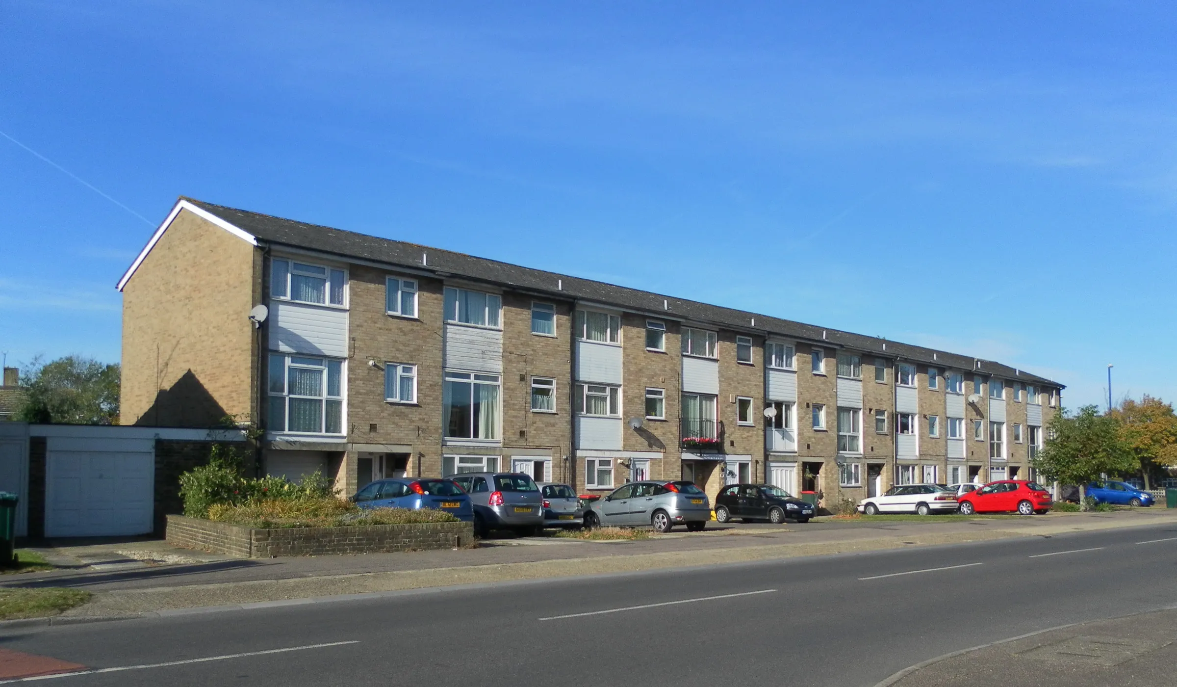 A row of flats in Crawley, shown as an illustrative housing photograph